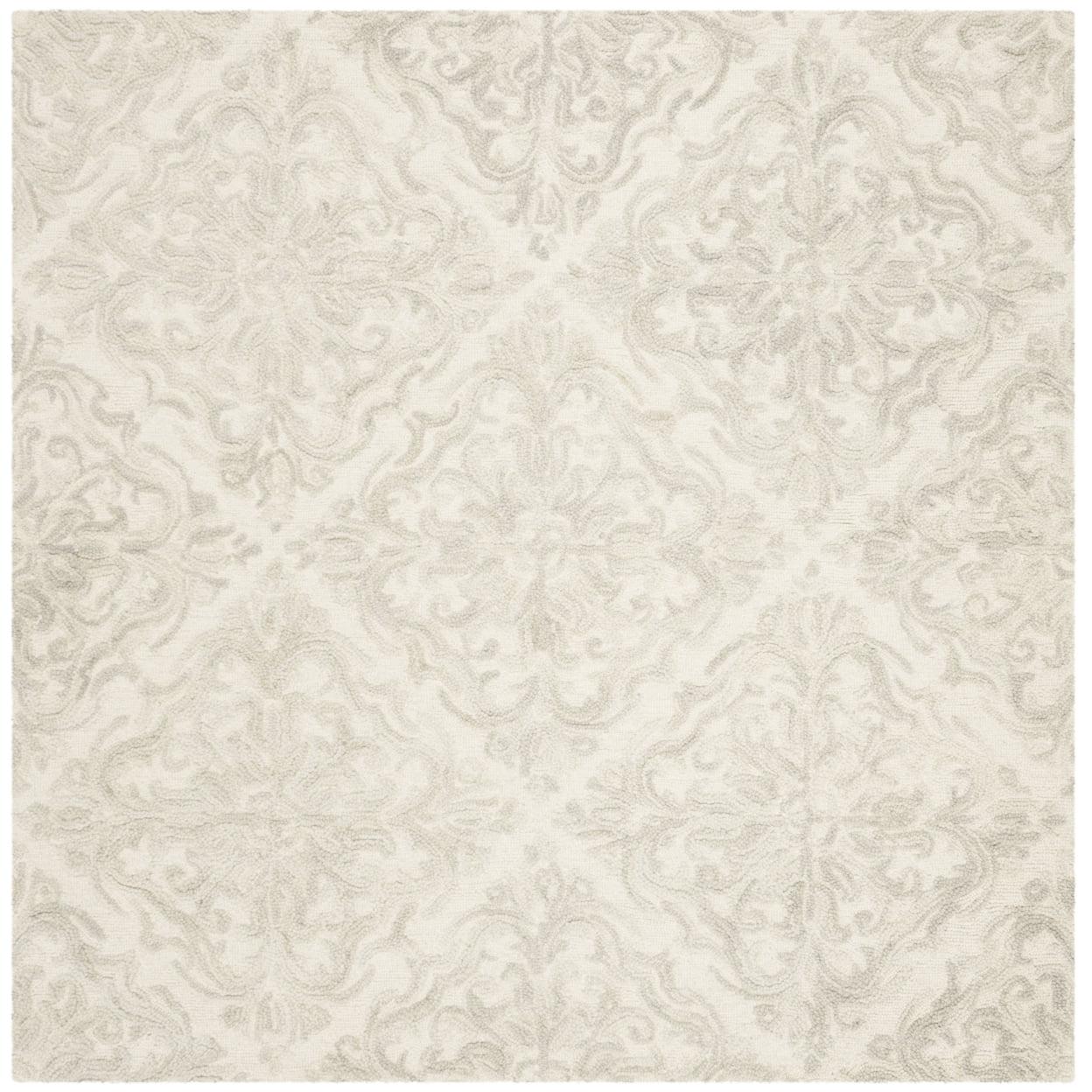 Ivory Square Handmade Tufted Wool Rug 47"