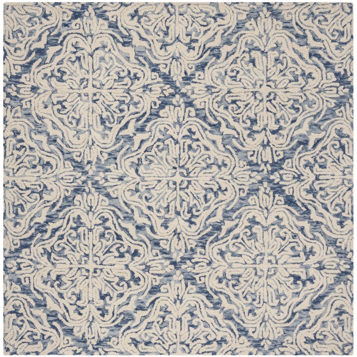 Blossom BLM103 Hand Tufted Area Rug - Blue/Ivory - 4'x4' - Safavieh.