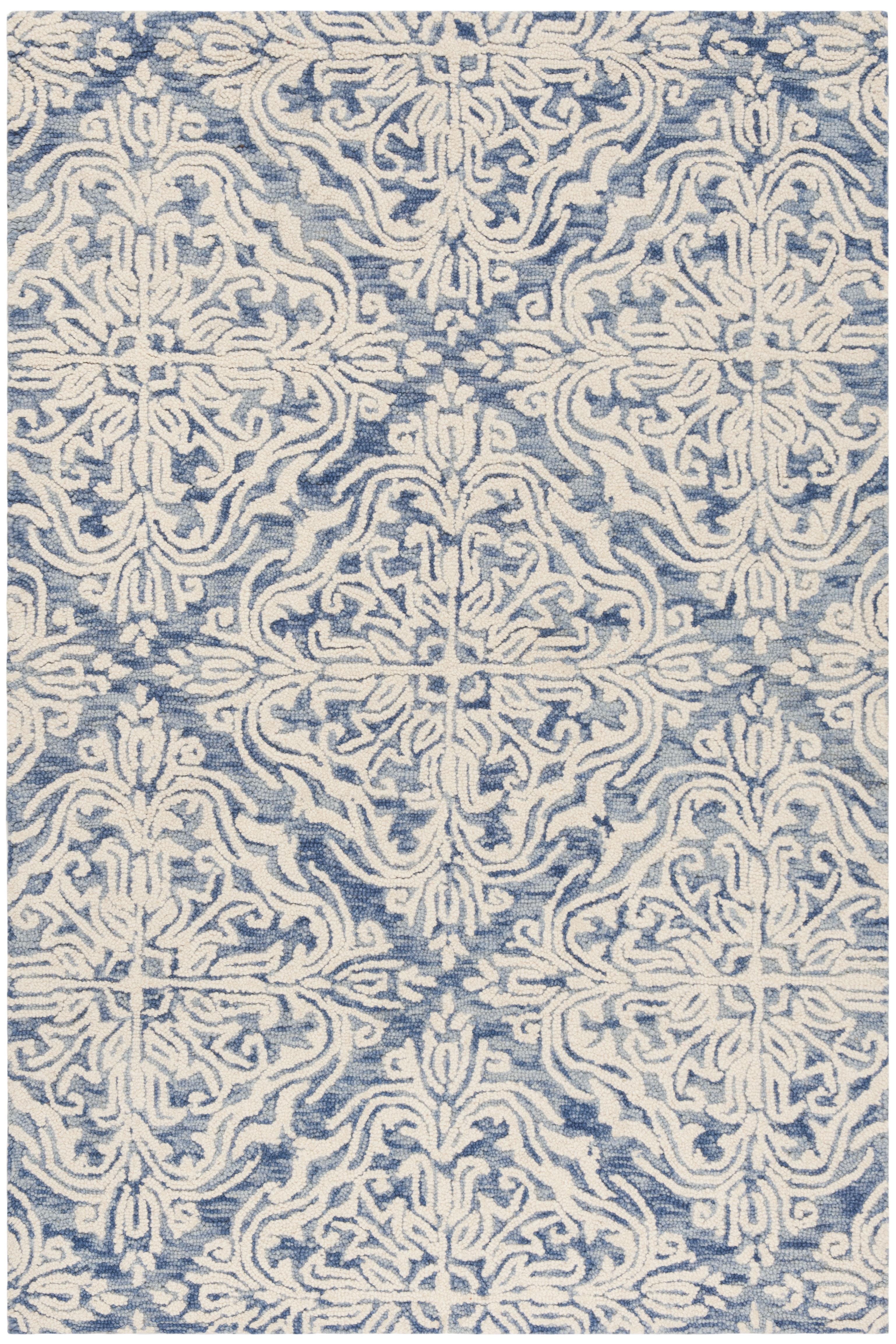 Blossom BLM103 Hand Tufted Area Rug - Blue/Ivory - 4'x6' - Safavieh.