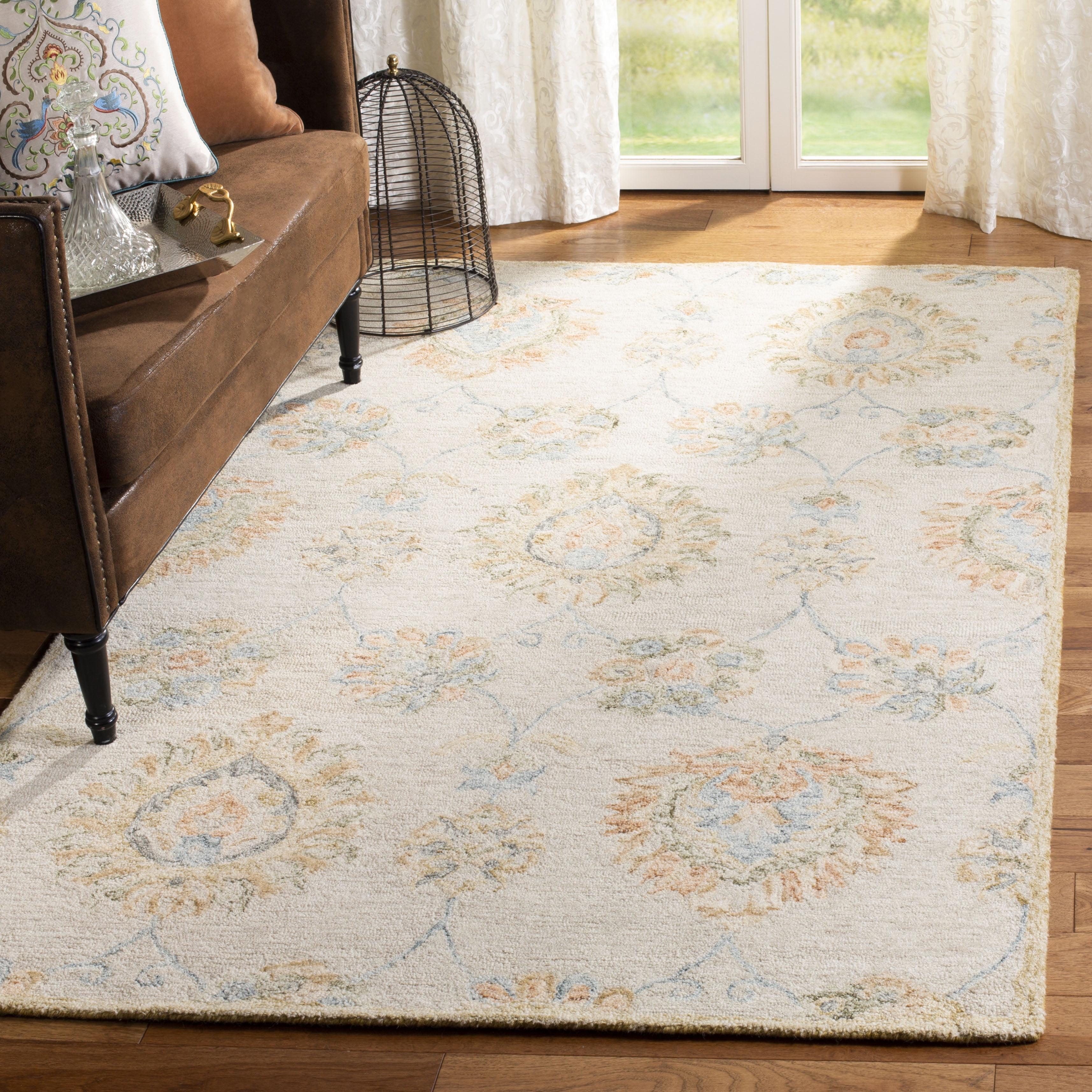 Blossom BLM560 Hand Tufted Area Rug - Beige/Sage - 6'x6' - Safavieh.