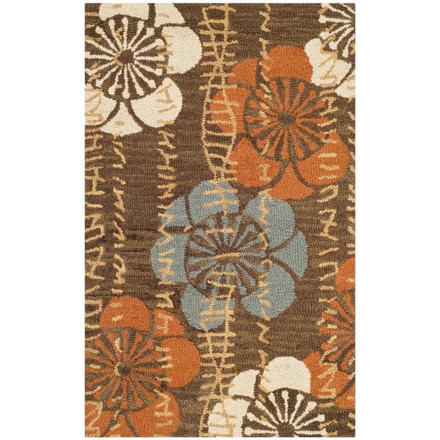 SAFAVIEH Blossom Heidi Floral Flowers Wool Area Rug, Brown/Multi, 2'6" x 4'