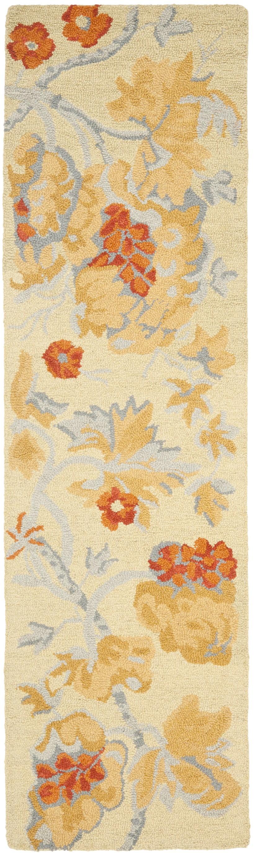 Country Casual Blossom Beige Multi Wool 2'3" x 6' Runner Rug