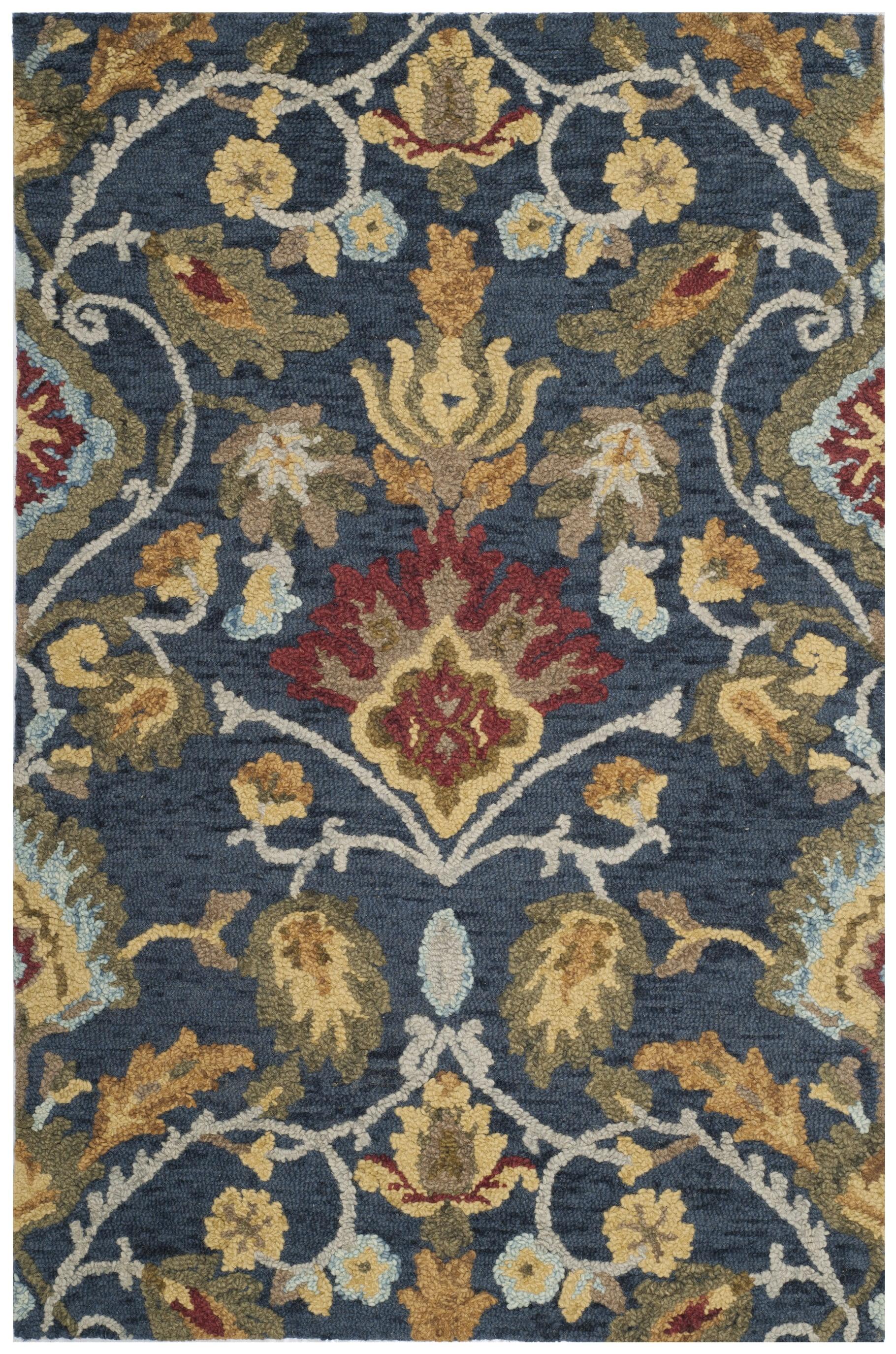 Blossom BLM420 Hand Tufted Area Rug - Light Beige/Blue - 4'x6' - Safavieh.