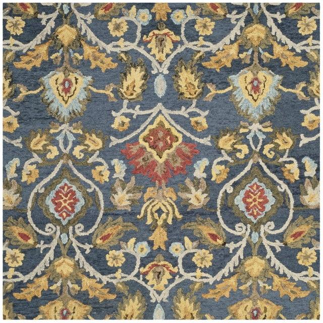 Blossom BLM420 Hand Tufted Area Rug - Light Beige/Blue - 6'x6' - Safavieh.