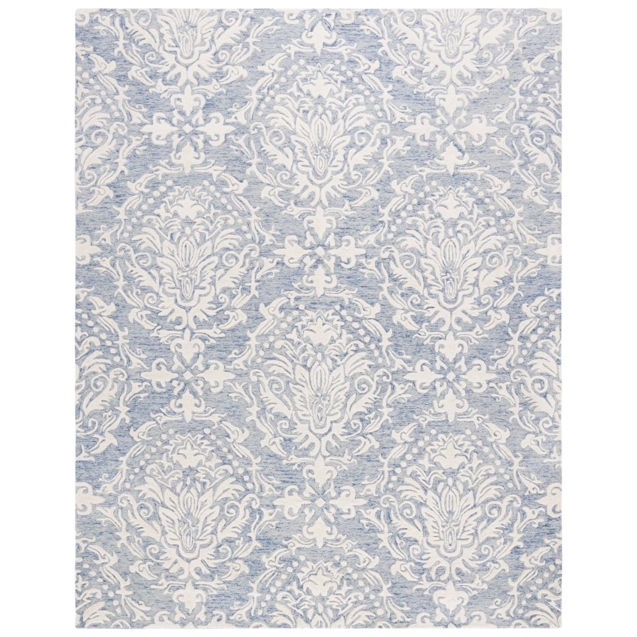 SAFAVIEH Blossom Kestrel Damask Area Rug, Blue/Ivory, 9' x 12'