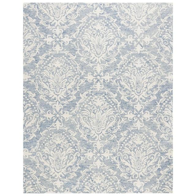 SAFAVIEH Blossom Kestrel Damask Area Rug, Blue/Ivory, 9' x 12'