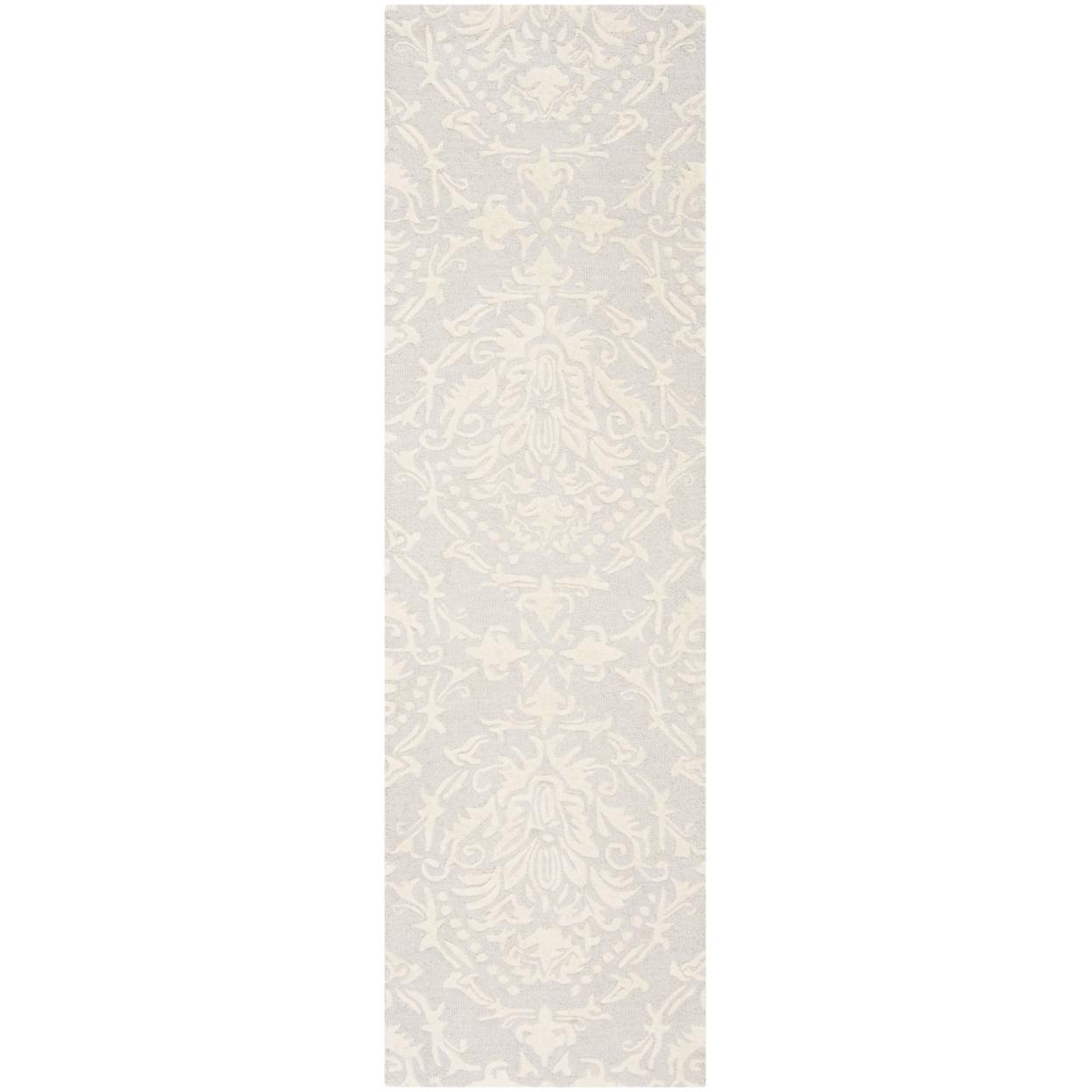 Blossom BLM107 Hand Tufted Indoor Runner Rug - Light Grey/Ivory - 2'3"x6' - Safavieh