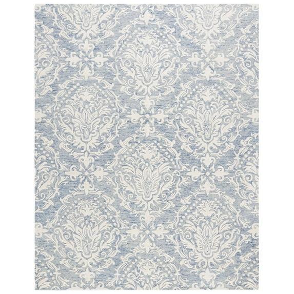 SAFAVIEH Blossom Kestrel Damask Wool Area Rug, Blue/Ivory, 8' x 10'