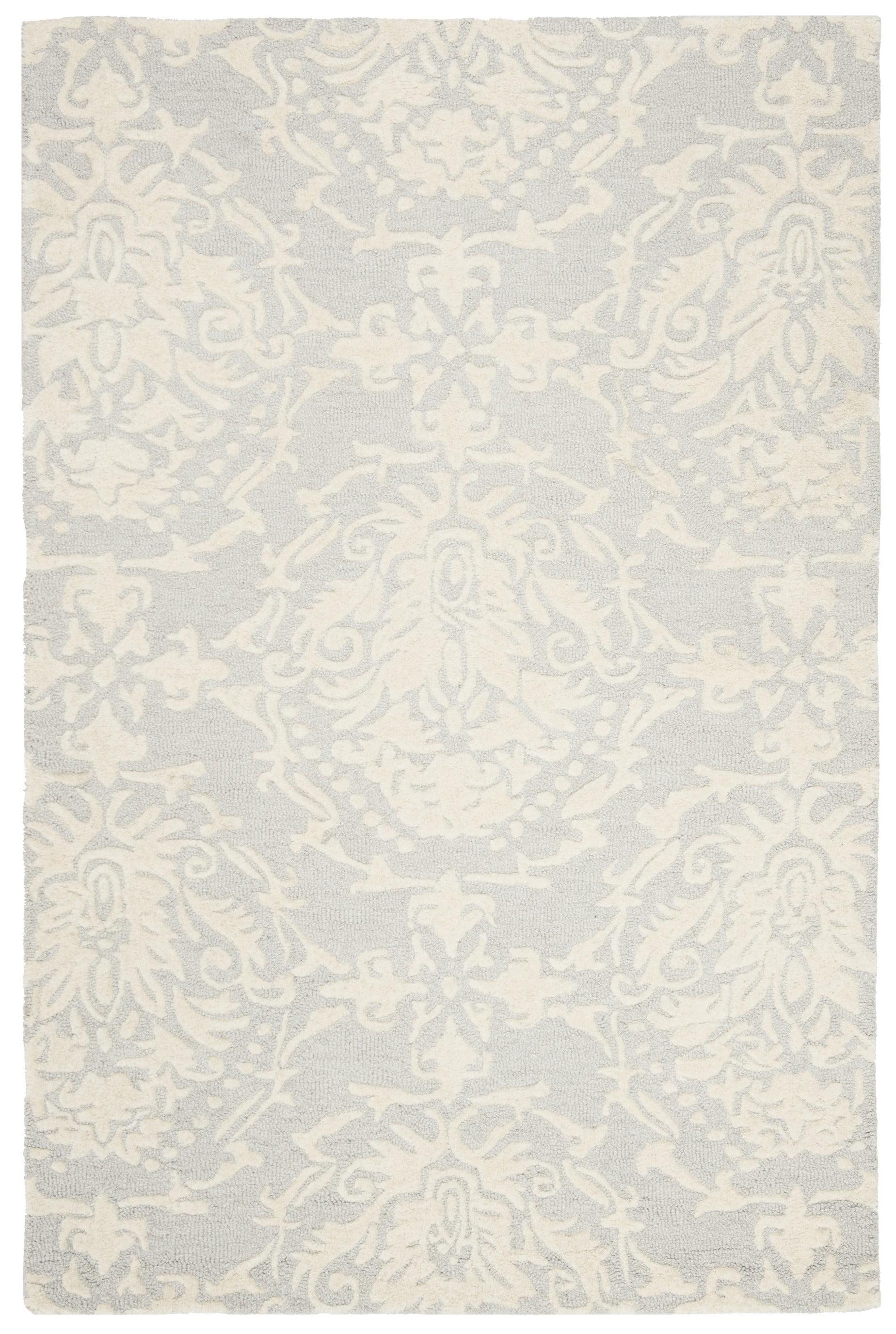 Blossom BLM107 Hand Tufted Indoor Area Rug - Light Grey/Ivory - 4'x6' - Safavieh