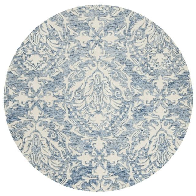 Blossom BLM107 Hand Tufted Indoor Area Rug - Blue/Ivory - 4' Round - Safavieh