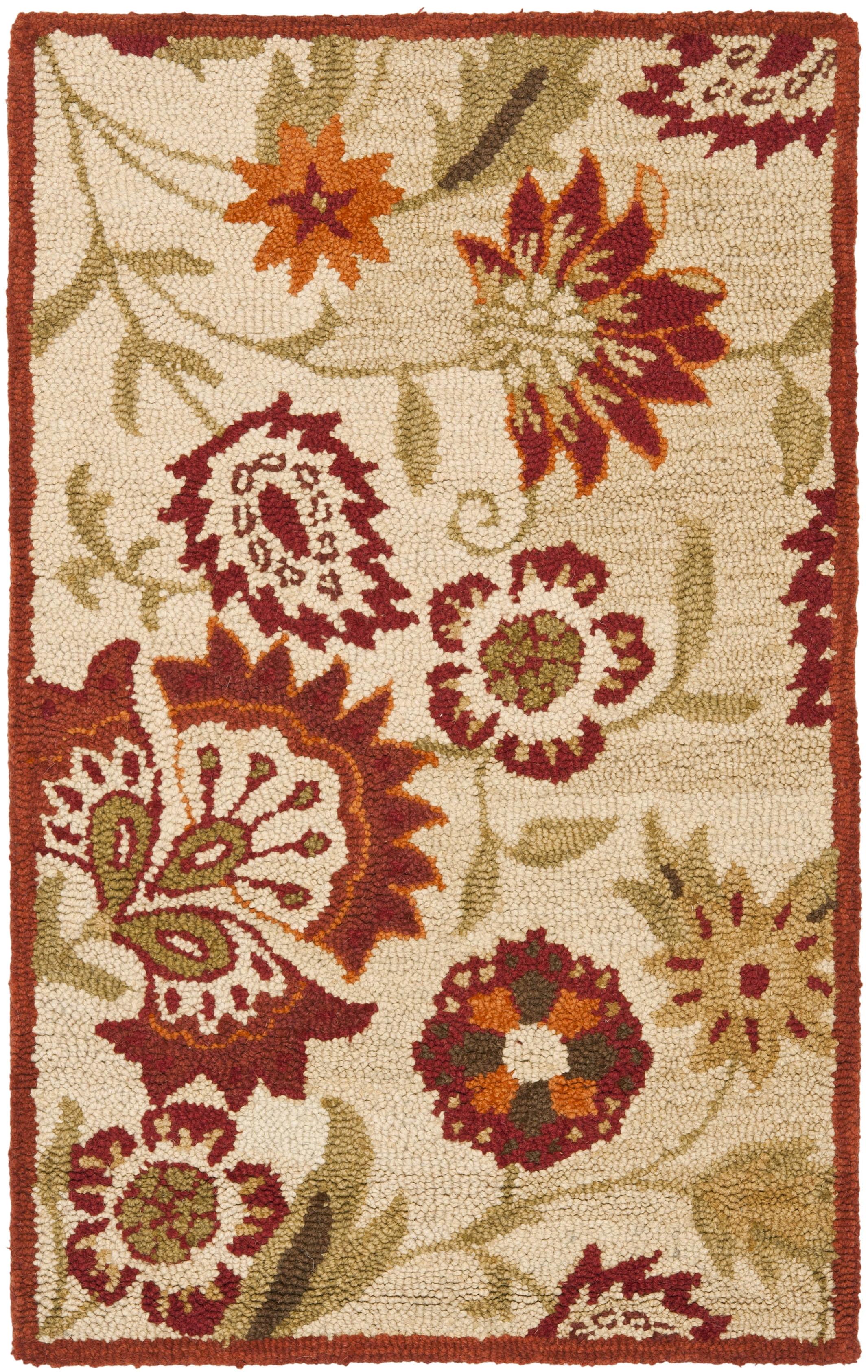 Blossom BLM862 Hand Hooked Accent Rug - Beige/Multi - 2'6"x4' - Safavieh.