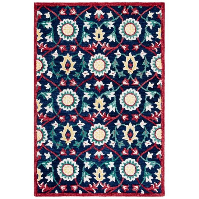 Blossom BLM564 Hand Tufted Area Rug - Navy/Red - 8'x10' - Safavieh.