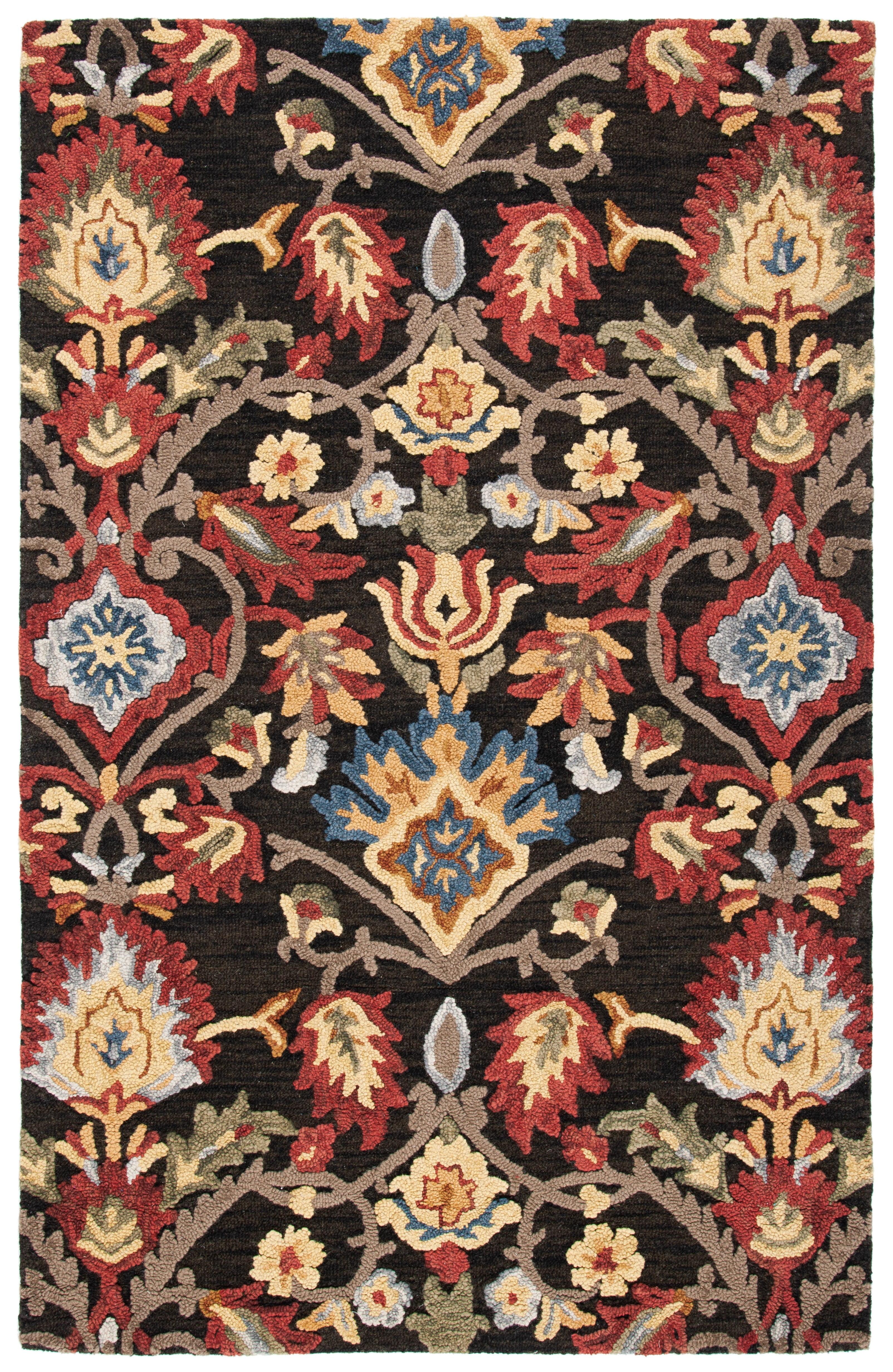 Blossom BLM402 Hand Tufted Area Rug - Charcoal/Multi - 5'x8' - Safavieh.