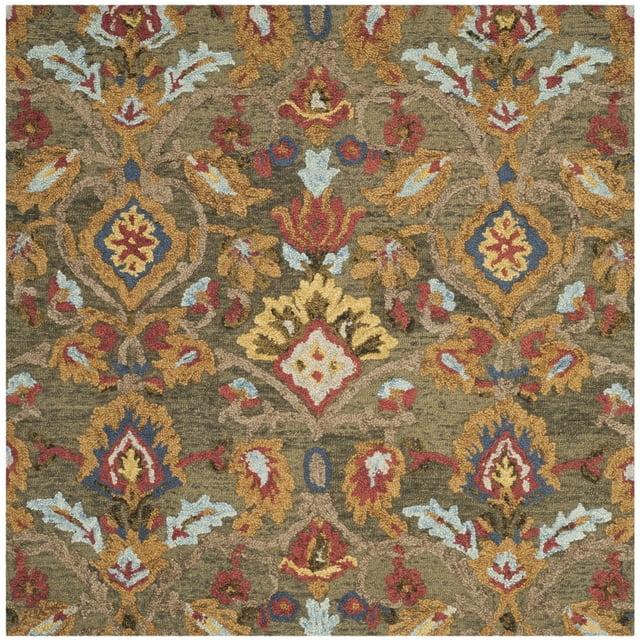 Blossom BLM402 Hand Tufted Area Rug - Green/Multi - 6'x6' - Safavieh.