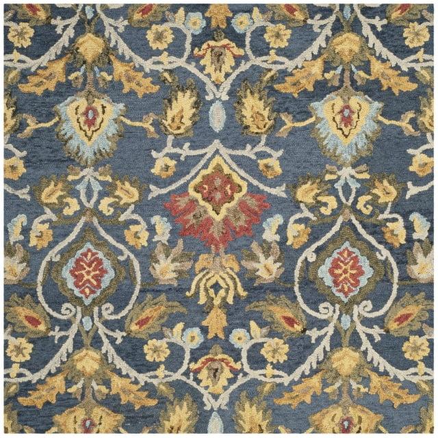 SAFAVIEH Alfombra de Lana Floral Lennon con Flores, Azul Marino/multicolor, 12' x 12' Cuadrados