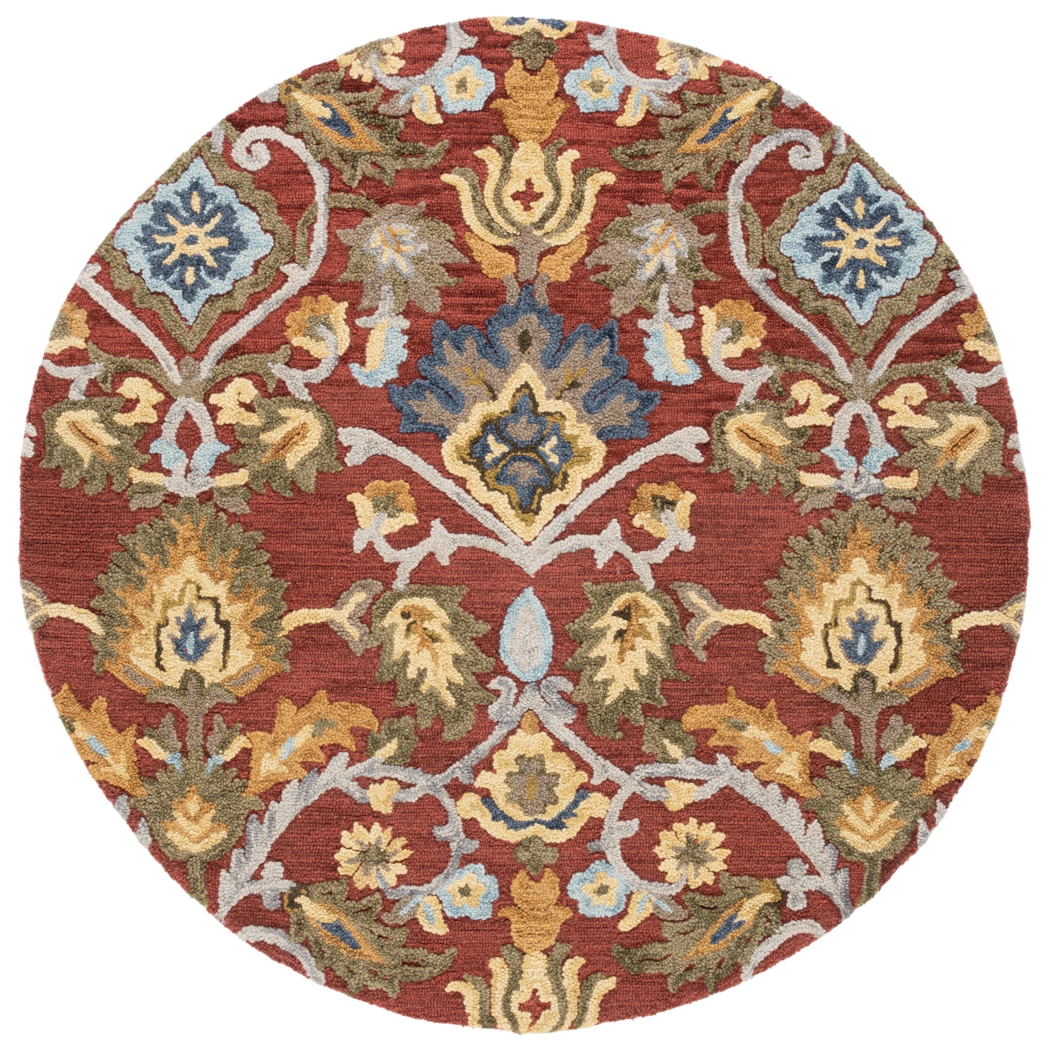Blossom BLM402 Hand Tufted Area Rug - Red/Multi - 4' round - Safavieh.