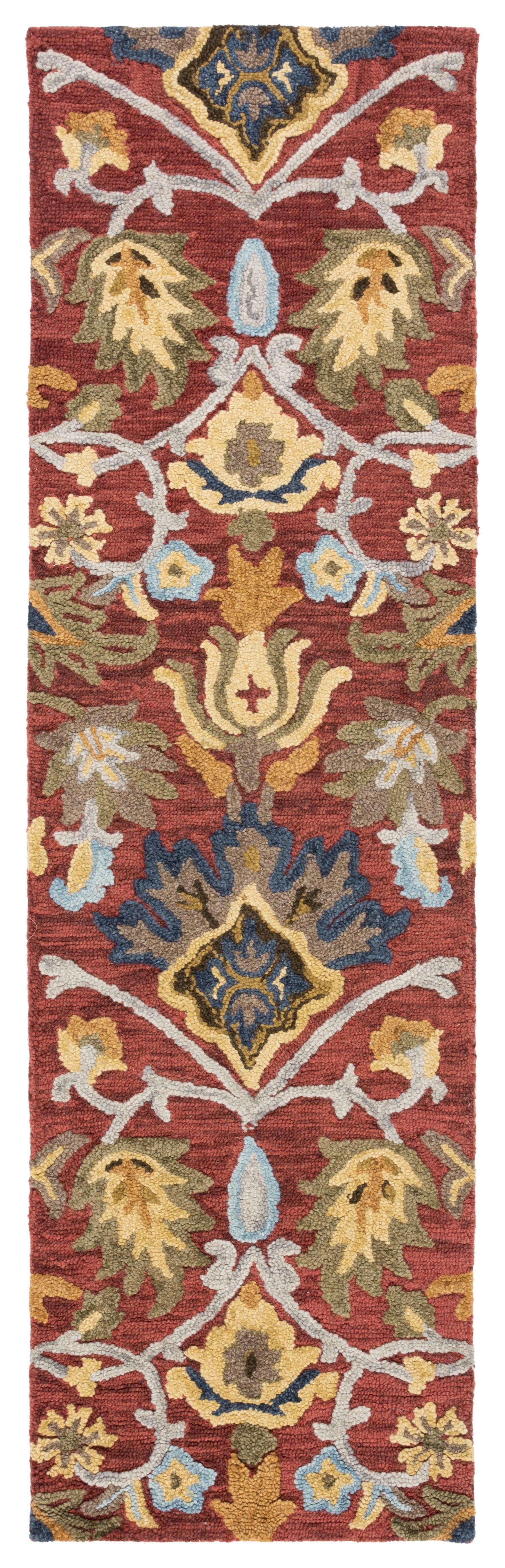 Blossom BLM402 Hand Tufted Runner Rug - Red/Multi - 2'3"x8' - Safavieh.