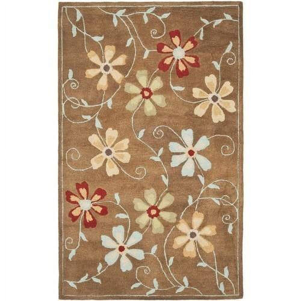 Blossom BLM784 Hand Hooked Area Rug - Camel/Multi - 4'x6' - Safavieh.