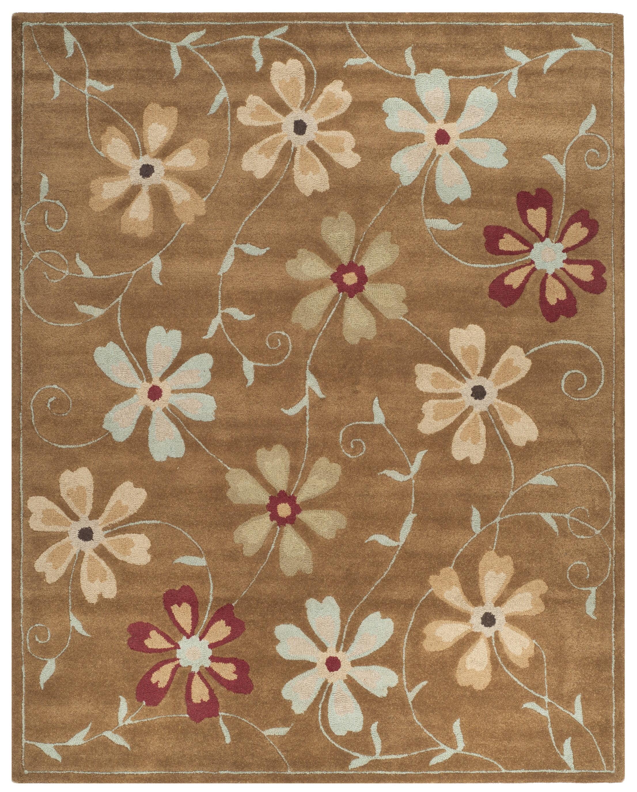 Blossom BLM784 Hand Hooked Area Rug - Camel/Multi - 8'x10' - Safavieh.