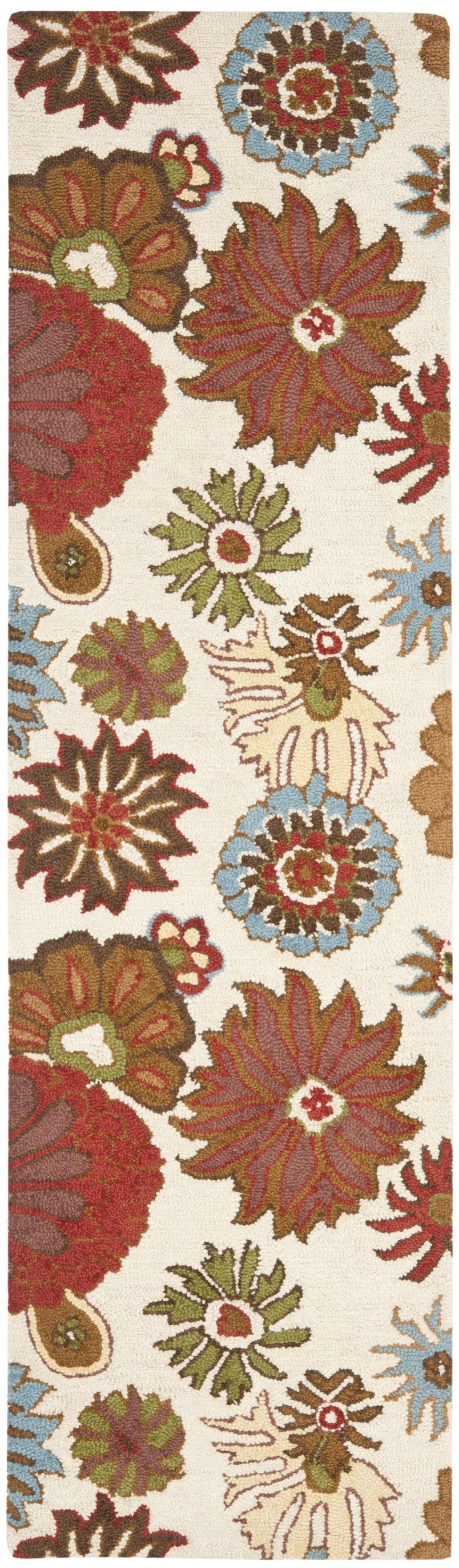 SAFAVIEH Blossom Mackenzie Floral Flowers Wool Area Rug, Ivory/Multi, 8' x 10'