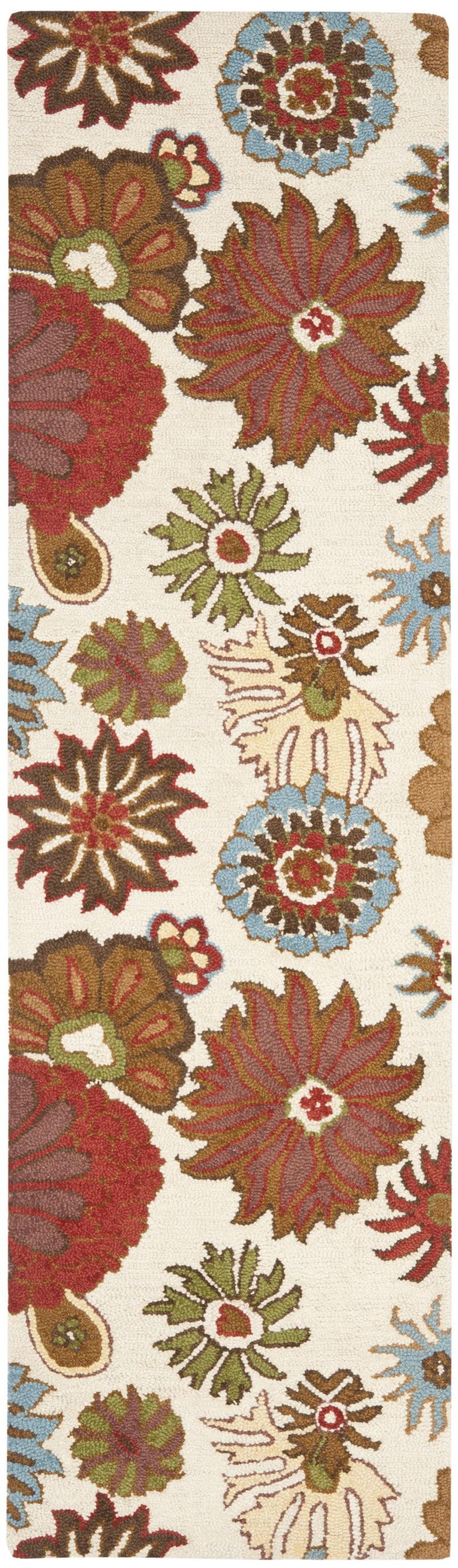 SAFAVIEH Blossom Mackenzie Floral Wool Area Rug, Ivory/Multi, 8' x 10'
