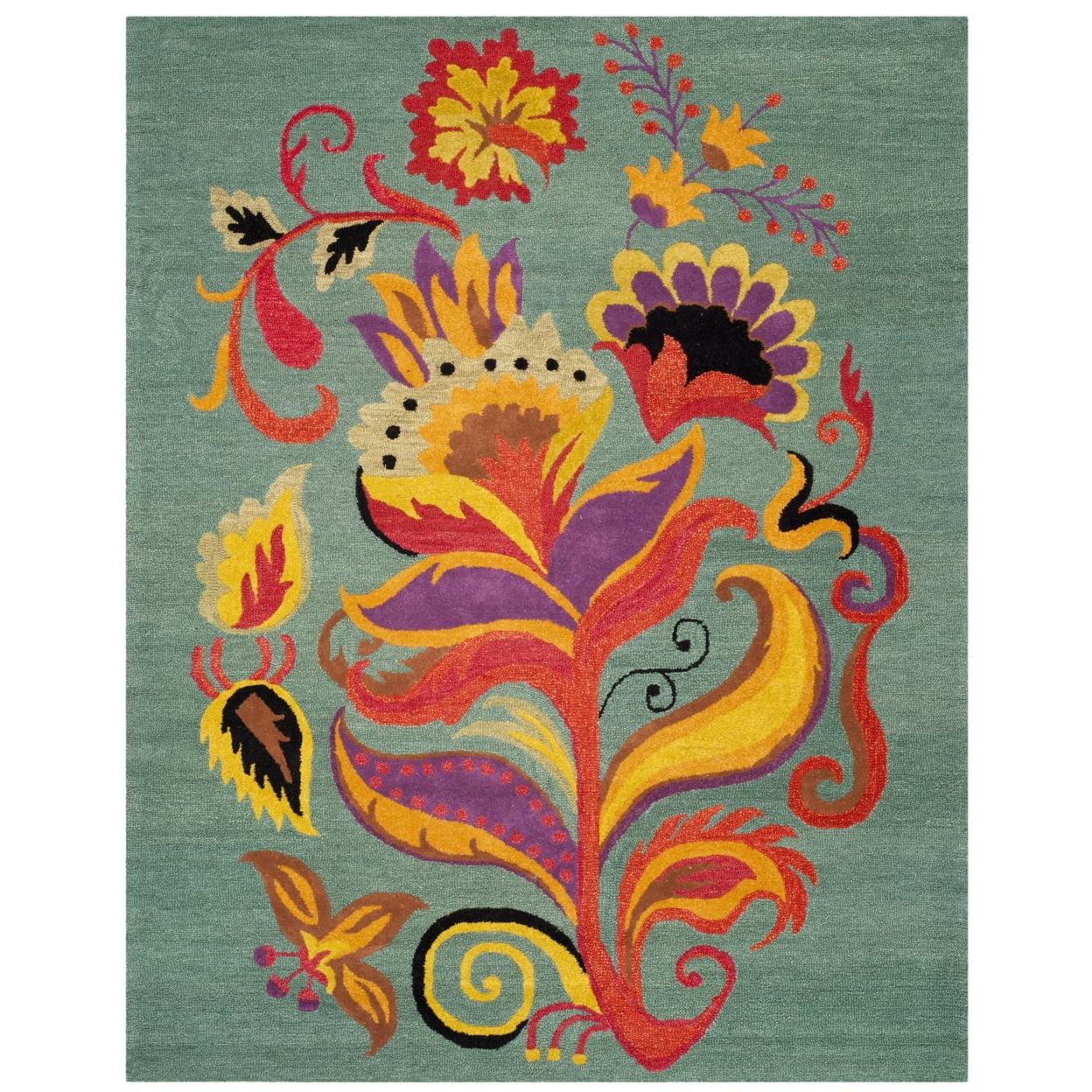 Blossom BLM679 Hand Hooked Runner Rug - Blue/Multi - 2'3"x8' - Safavieh.