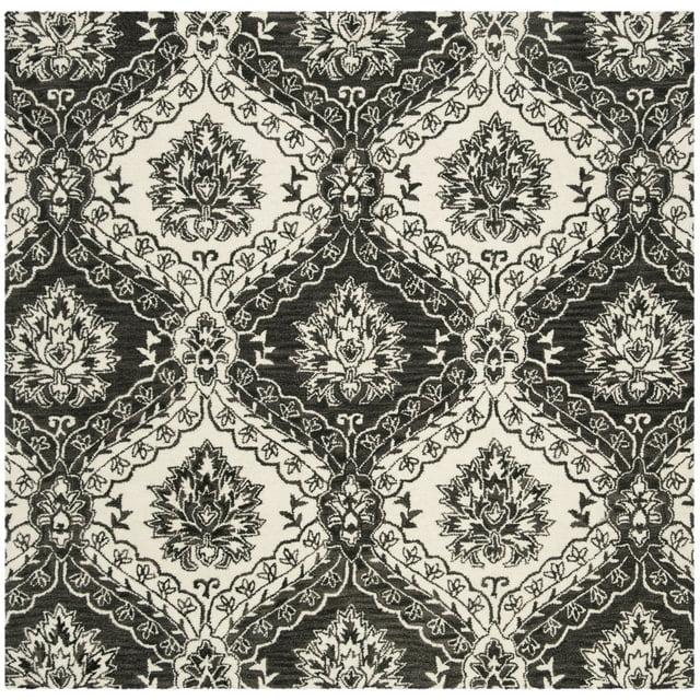 Blossom BLM601 Hand Tufted Area Rug - Charcoal/Ivory - 6'x6' - Safavieh.