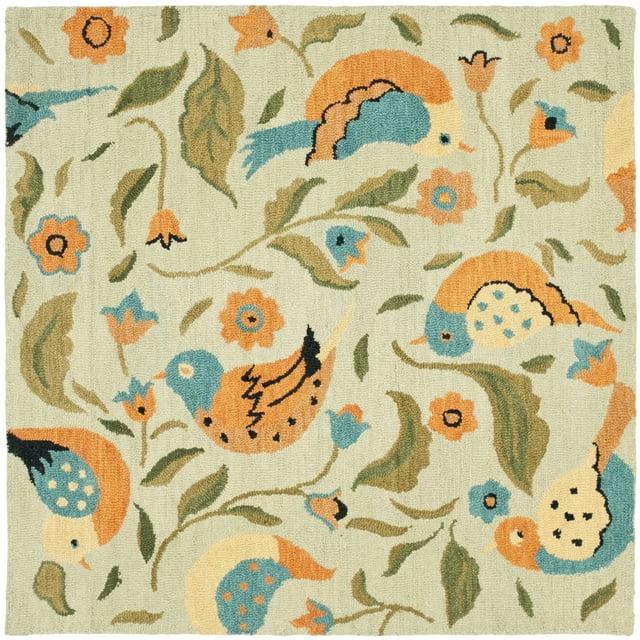 Blossom BLM676 Hand Hooked Area Rug - Sage/Multi - 6'x6' - Safavieh.