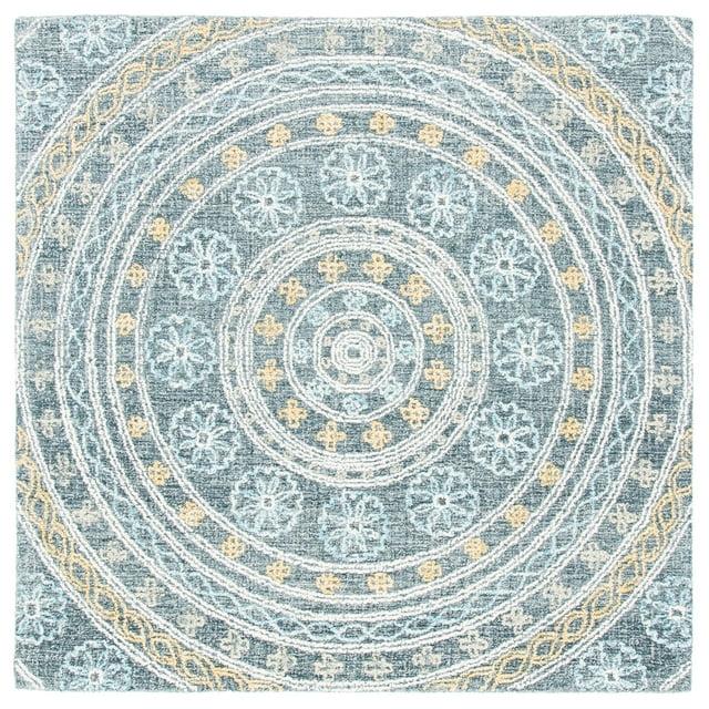 Blossom BLM608 Hand Tufted Area Rug - Charcoal/Yellow - 6'x6' - Safavieh.