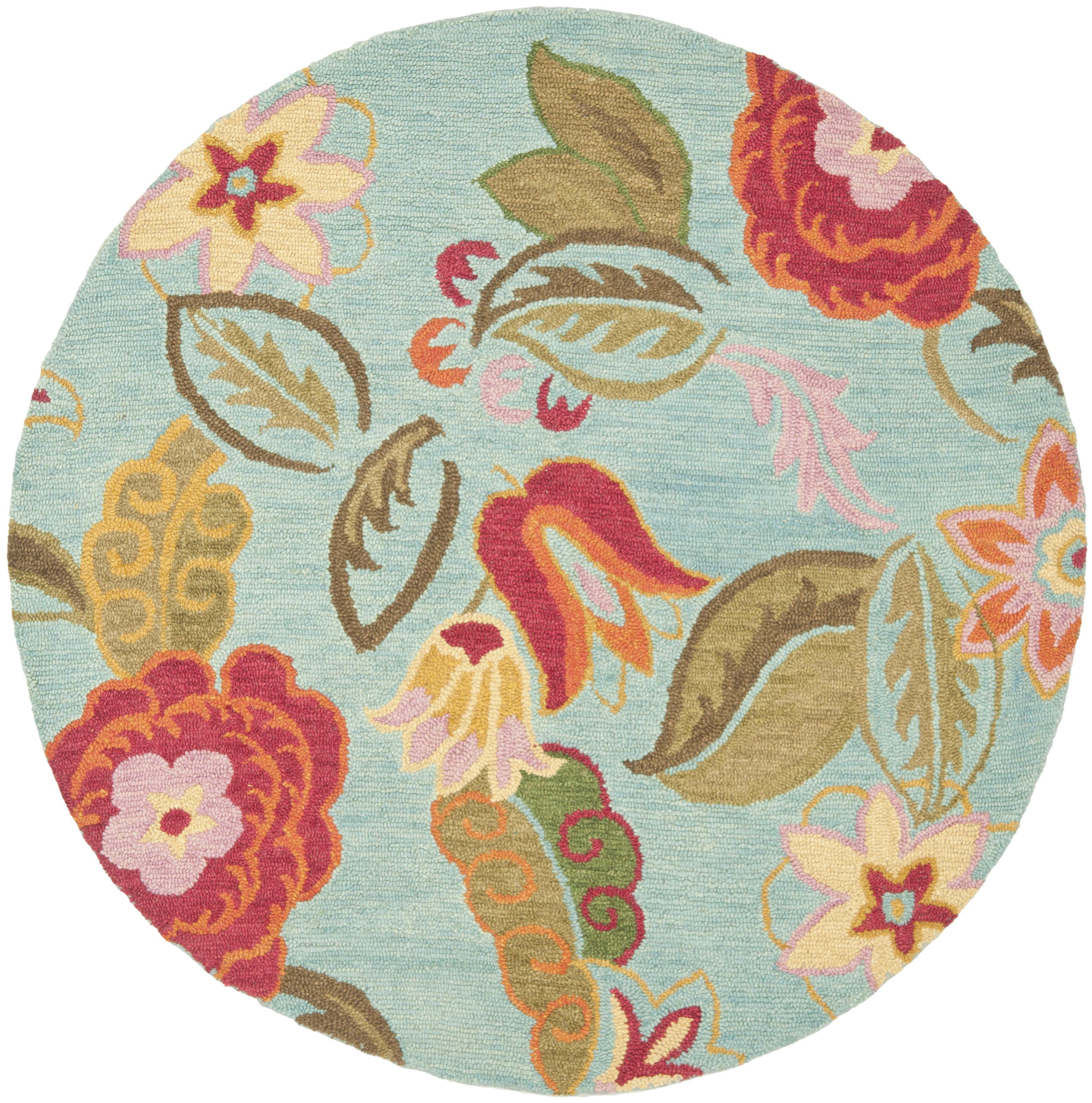 Emrick Hand Hooked Wool Floral Rug