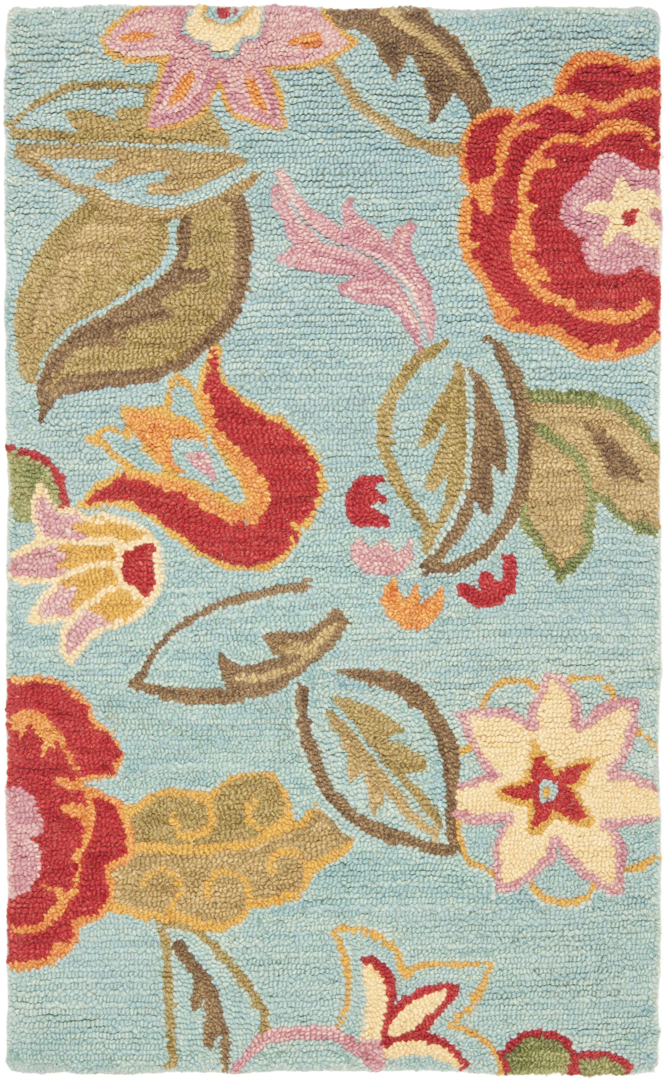 Blossom BLM675 Hand Hooked Area Rug - Blue/Multi - 3'x5' - Safavieh.