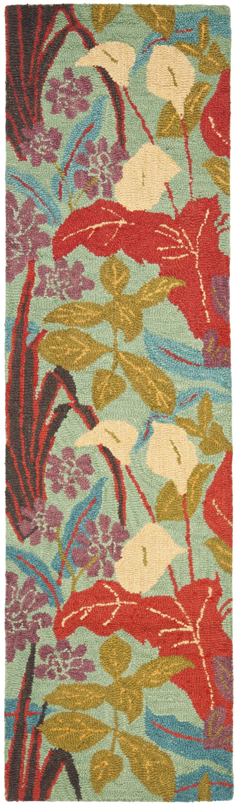 Blossom BLM674 Hand Hooked Runner Rug - Blue/Multi - 2'6"x12' - Safavieh.