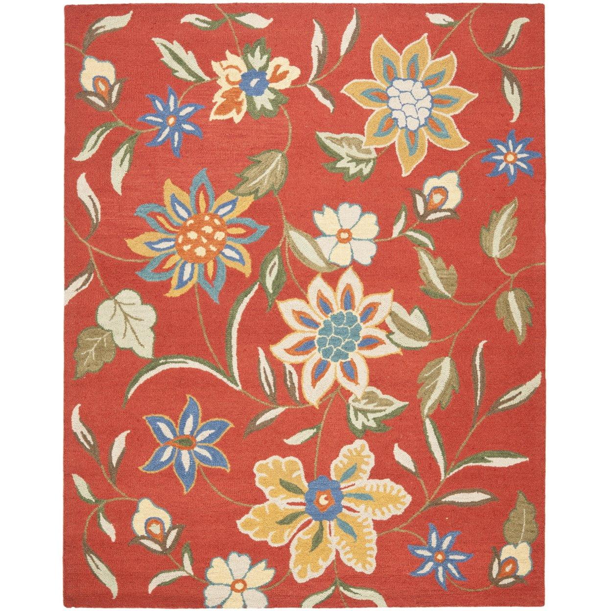 Blossom BLM673 Hand Hooked Area Rug - Rust/Multi - 8'9"x12' - Safavieh..