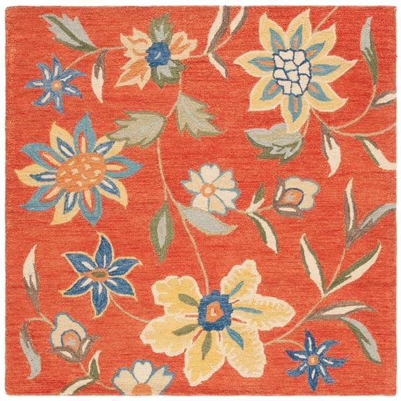 Blossom BLM672 Hand Hooked Area Rug - Red/Multi - 6'x6' - Safavieh.