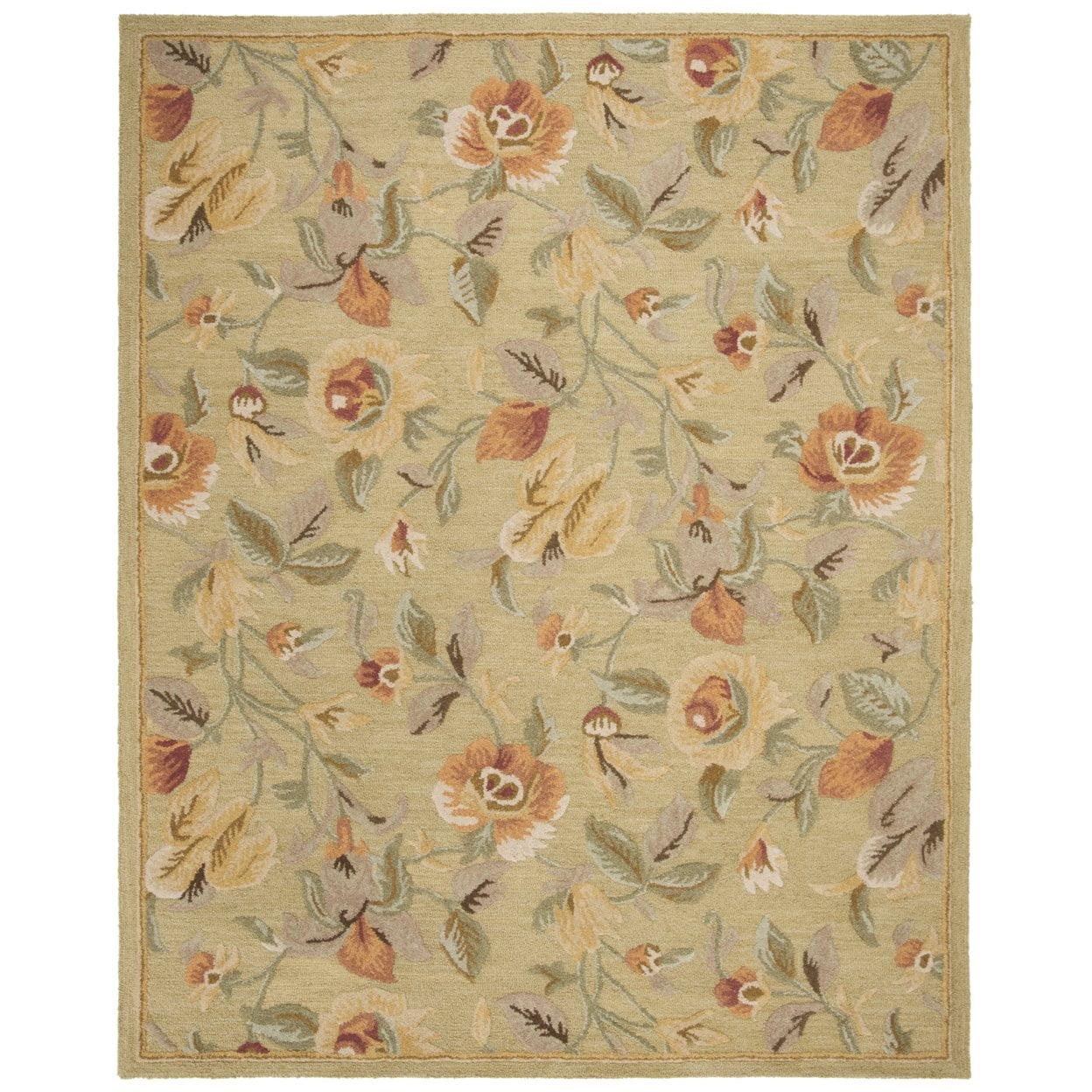 Blossom BLM785 Hand Hooked Area Rug - Green/Multi - 5'x8' - Safavieh.