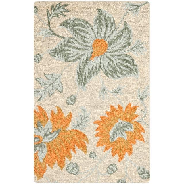 SAFAVIEH Blossom Rana Floral Flowers Wool Area Rug, Ivory/Multi, 2'6" x 4'