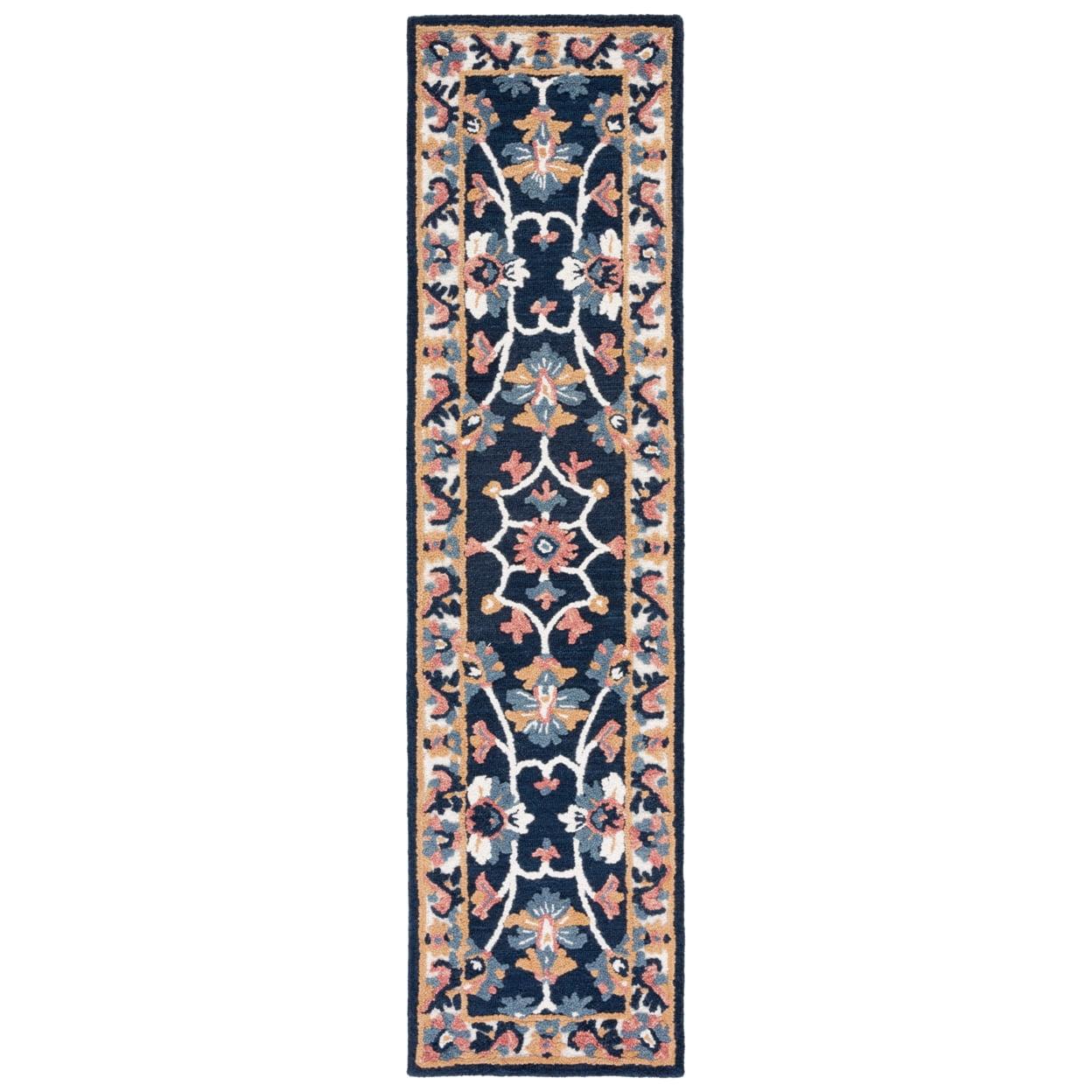 Blossom BLM176 Hand Tufted Runner Rug - Blue/Ivory - 2'3"x9' - Safavieh.