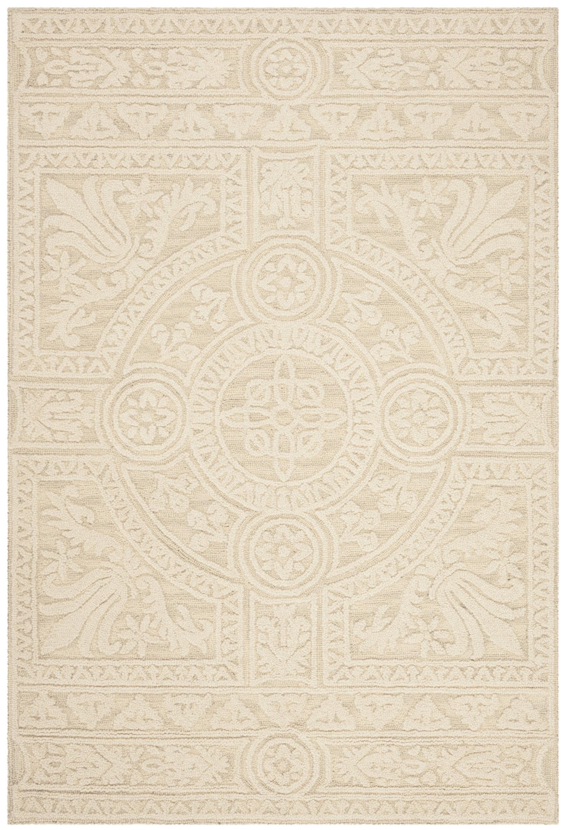 Blossom BLM109 Hand Tufted Indoor Area Rug - Light Grey/Ivory - 4'x6' - Safavieh