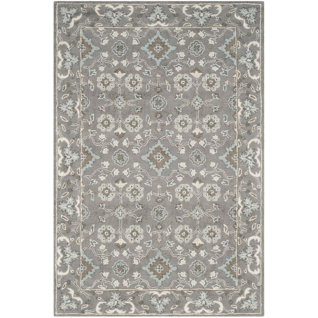 Handmade Gray Wool Tufted Floral Area Rug 2' x 3'