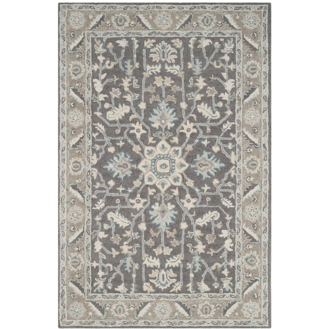 Handmade Gray Wool Tufted Floral Area Rug 2' x 3'