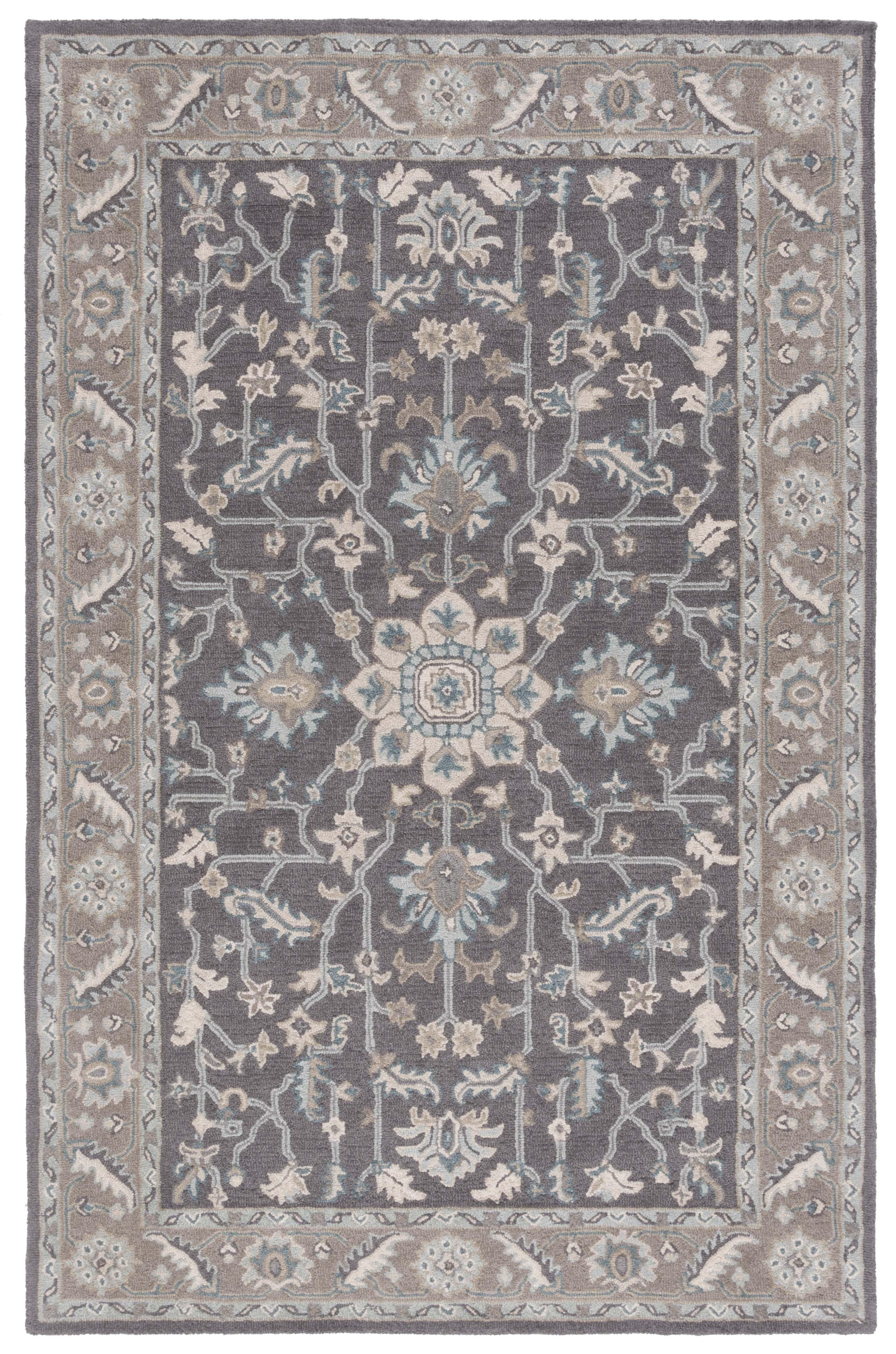 Blossom BLM217 Hand Tufted Area Rug - Dark Grey/Light Brown - 6'x6' - Safavieh..