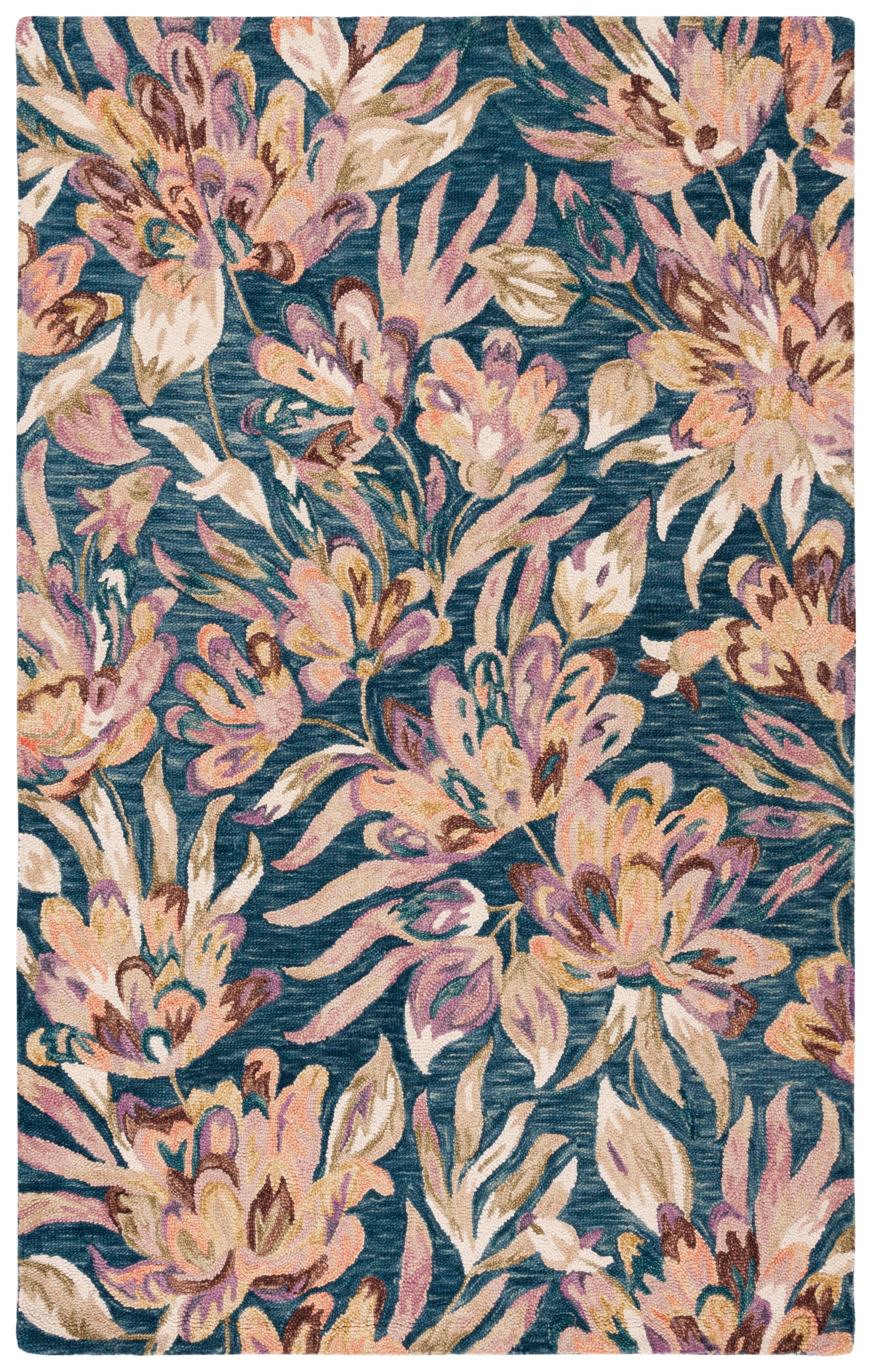 SAFAVIEH Blossom Tobias Floral Runner Rug, Blue/Plum, 2'3" x 8'