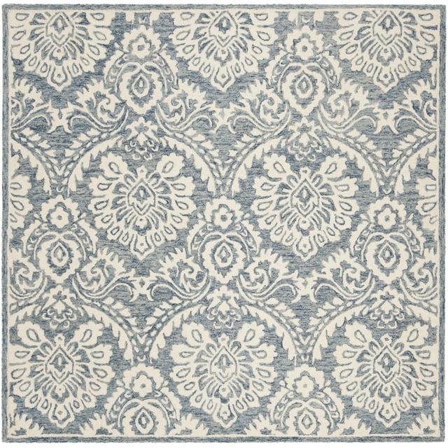 SAFAVIEH Blossom Travis Damask Area Rug, Blue/Ivory, 8' x 8' Square