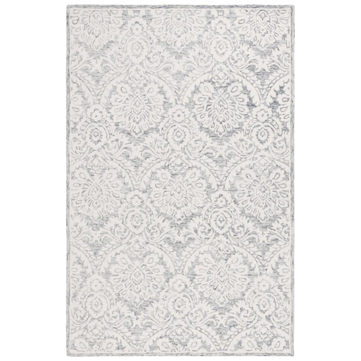 Blossom BLM104 Hand Tufted Area Rug - Grey/Ivory - 4'x6' - Safavieh.