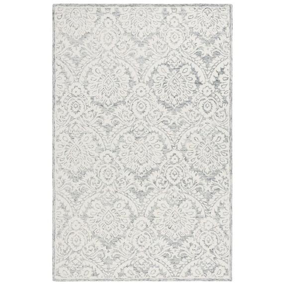 Blossom BLM104 Hand Tufted Area Rug - Grey/Ivory - 4'x6' - Safavieh.