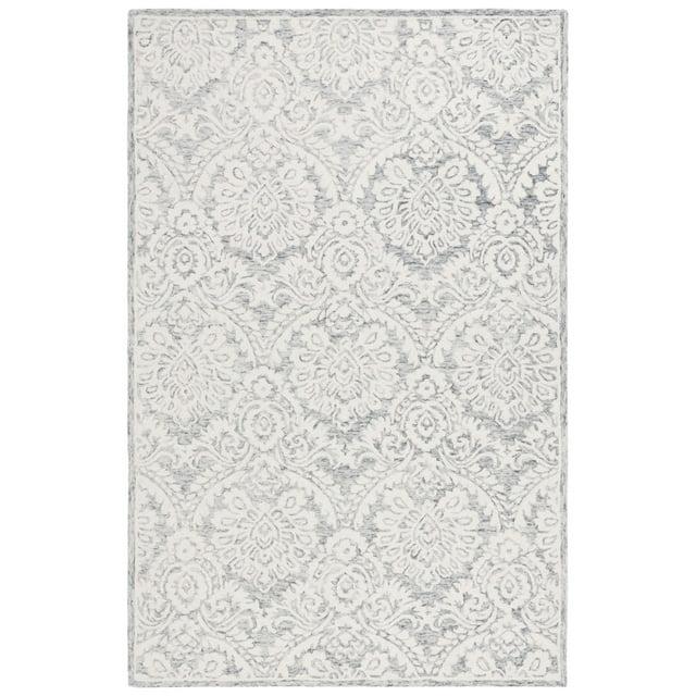 Blossom BLM104 Hand Tufted Area Rug - Grey/Ivory - 4'x6' - Safavieh.