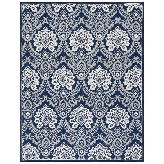 Blossom BLM106 Hand Tufted Indoor Area Rug - Navy/Ivory - 8'x10' - Safavieh