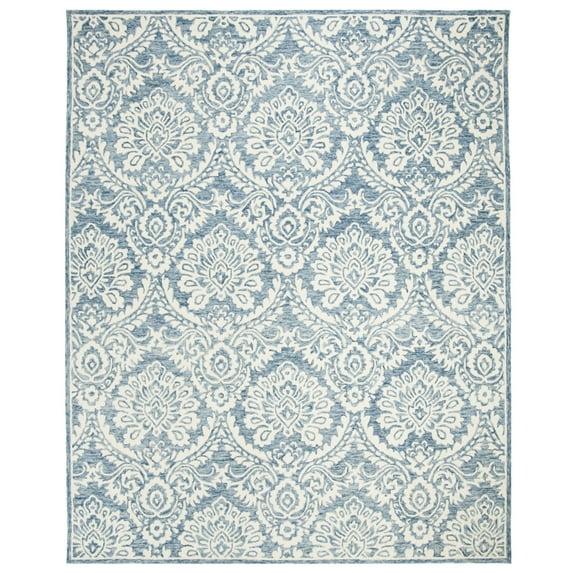 SAFAVIEH Blossom Travis Geometric Wool Area Rug, Blue/Ivory, 10' x 14'