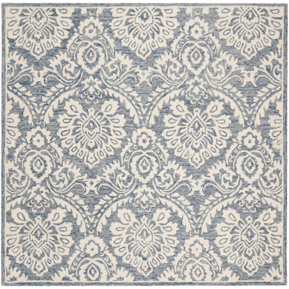 Blossom BLM106 Hand Tufted Indoor Area Rug - Blue/Ivory - 6'x6' - Safavieh