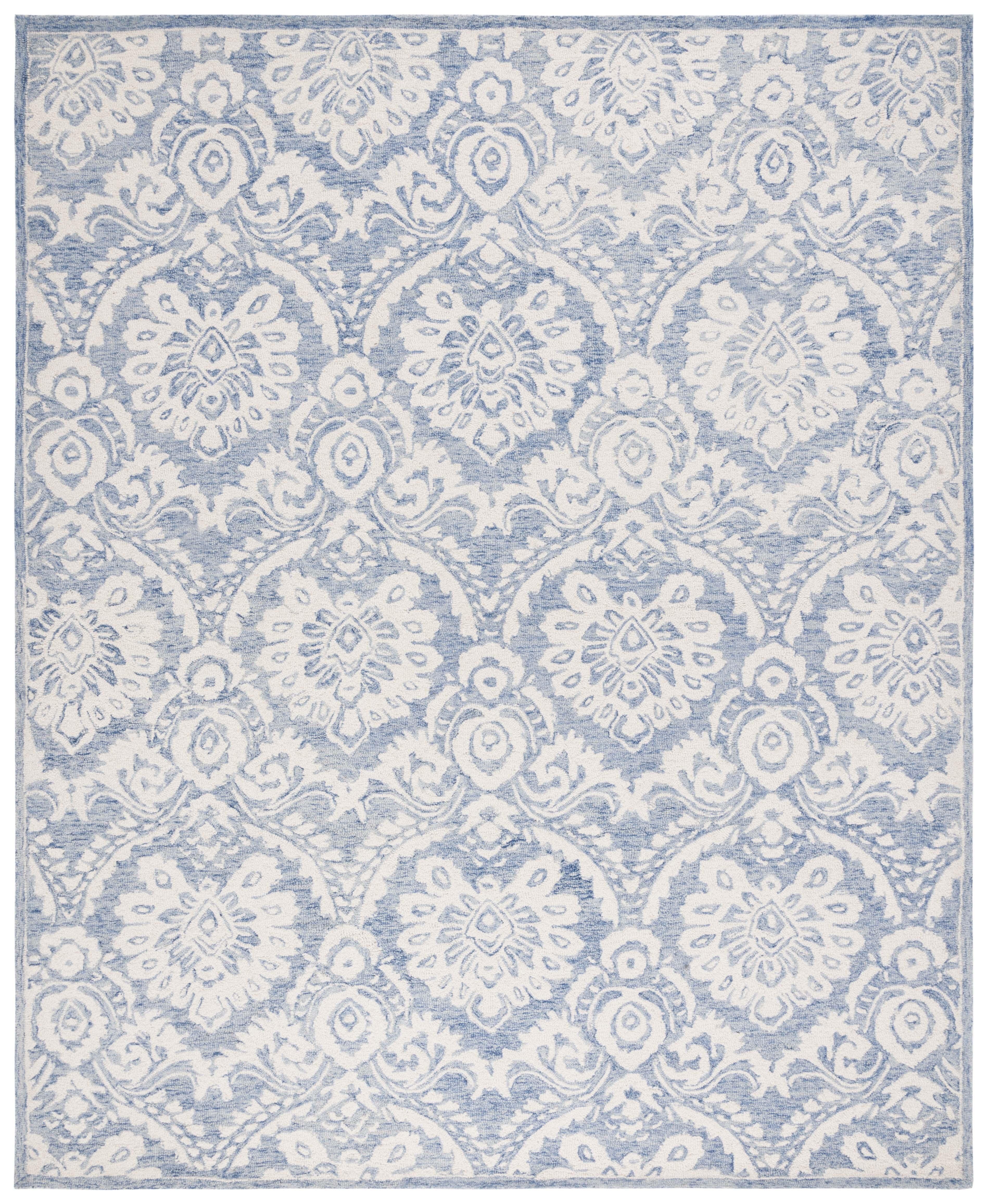 Blossom BLM106 Hand Tufted Indoor Area Rug - Blue/Ivory - 8'x10' - Safavieh